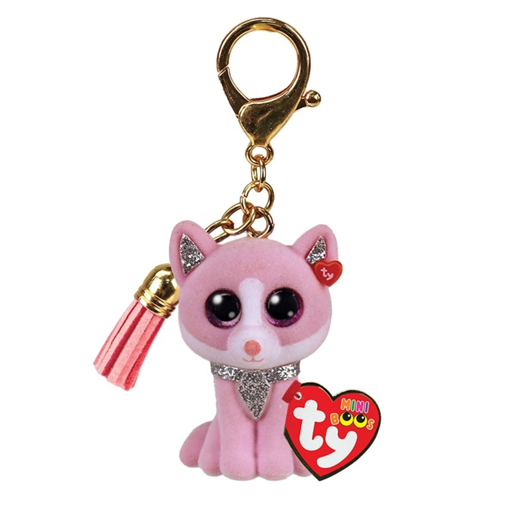 Ty FIONA mini boos keychain in pink with silver glitter